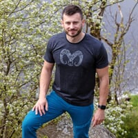 HRUTUR "RAM" pánské merino triko šedý melír