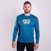 LOKI "LANDSCAPE" pánské merino triko s dlouhým rukávem petrol melír