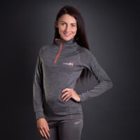 MB TRZZ dámský termo rolák s krátkým zipem šedý melír/meruňková