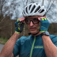 SOLAR MITTS cyklistické rukavice petrol/limetka
