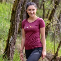 VINKA "MOUNTAINS" women's merino T-shirt wine red melange